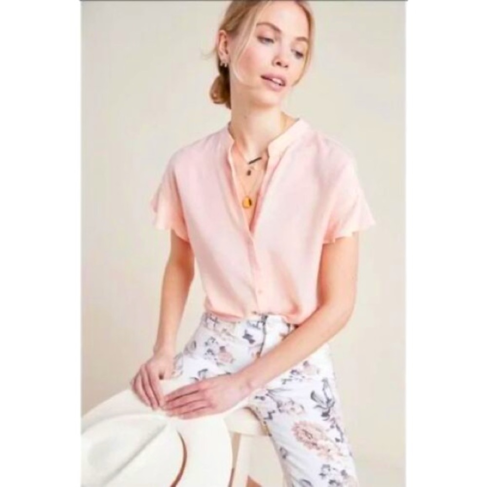 Anthropologie Cloth & Stone Flutter Sleeve Blouse